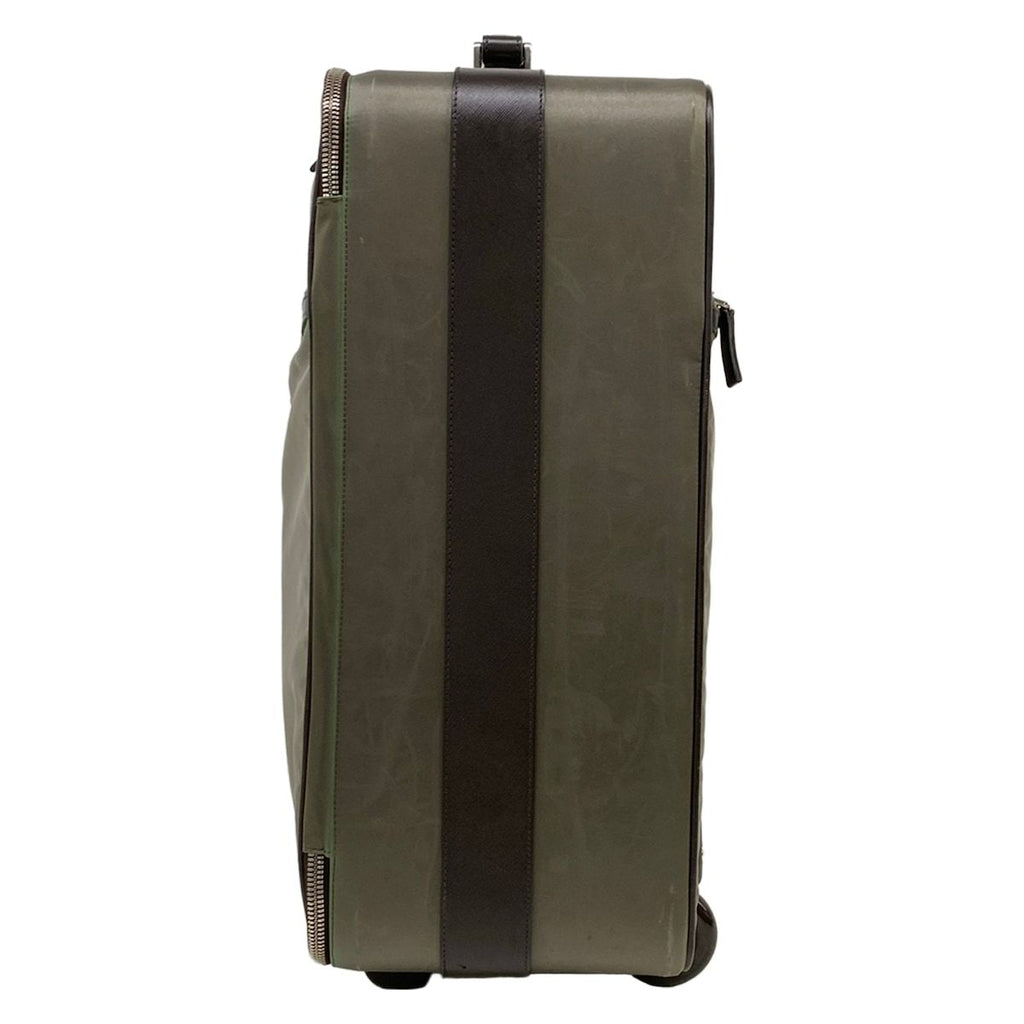 Prada Travel Bag Khaki Dark Brown Diamond No Lock Leather — view 4