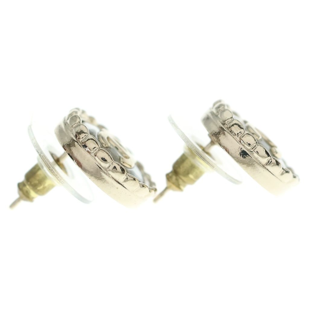Chanel CC Logo Round Earrings Gold — view 4