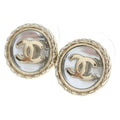 Chanel CC Logo Round Earrings Gold