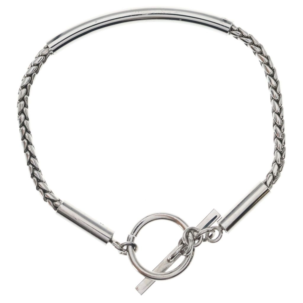 Saint Laurent Paris Tube Chain Bracelet Wheat Silver — view 2