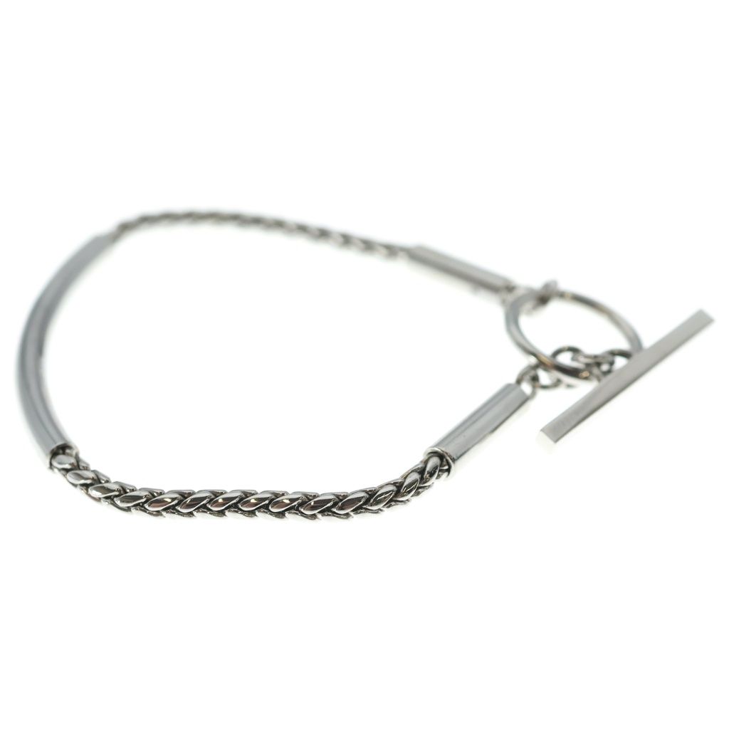 Saint Laurent Paris Tube Chain Bracelet Wheat Silver — view 4