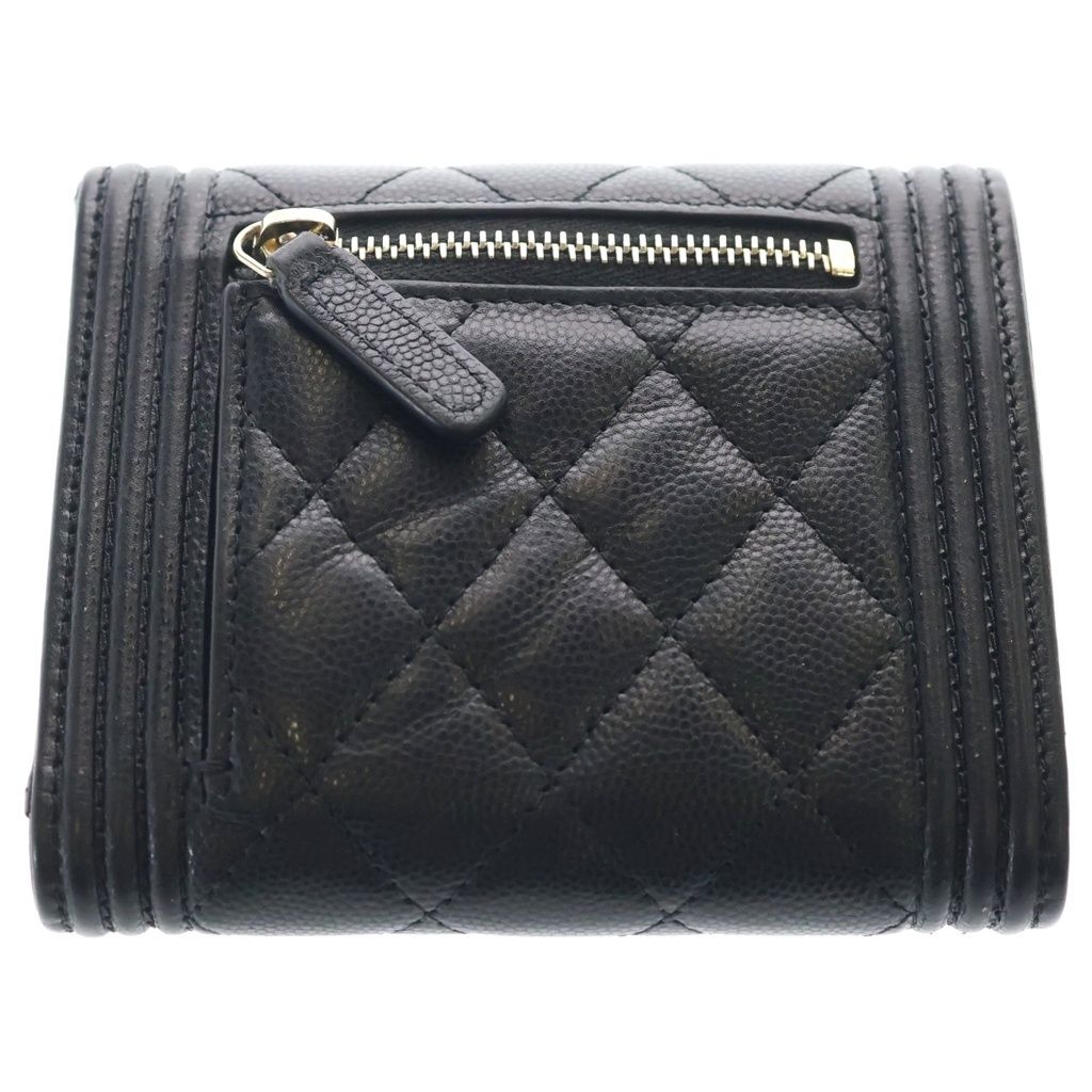 Chanel Boy Compact Wallet Caviar Leather Black — view 2