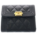 Chanel Boy Compact Wallet Caviar Leather Black