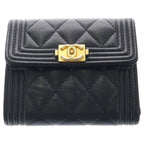 Chanel Boy Compact Wallet Caviar Leather Black