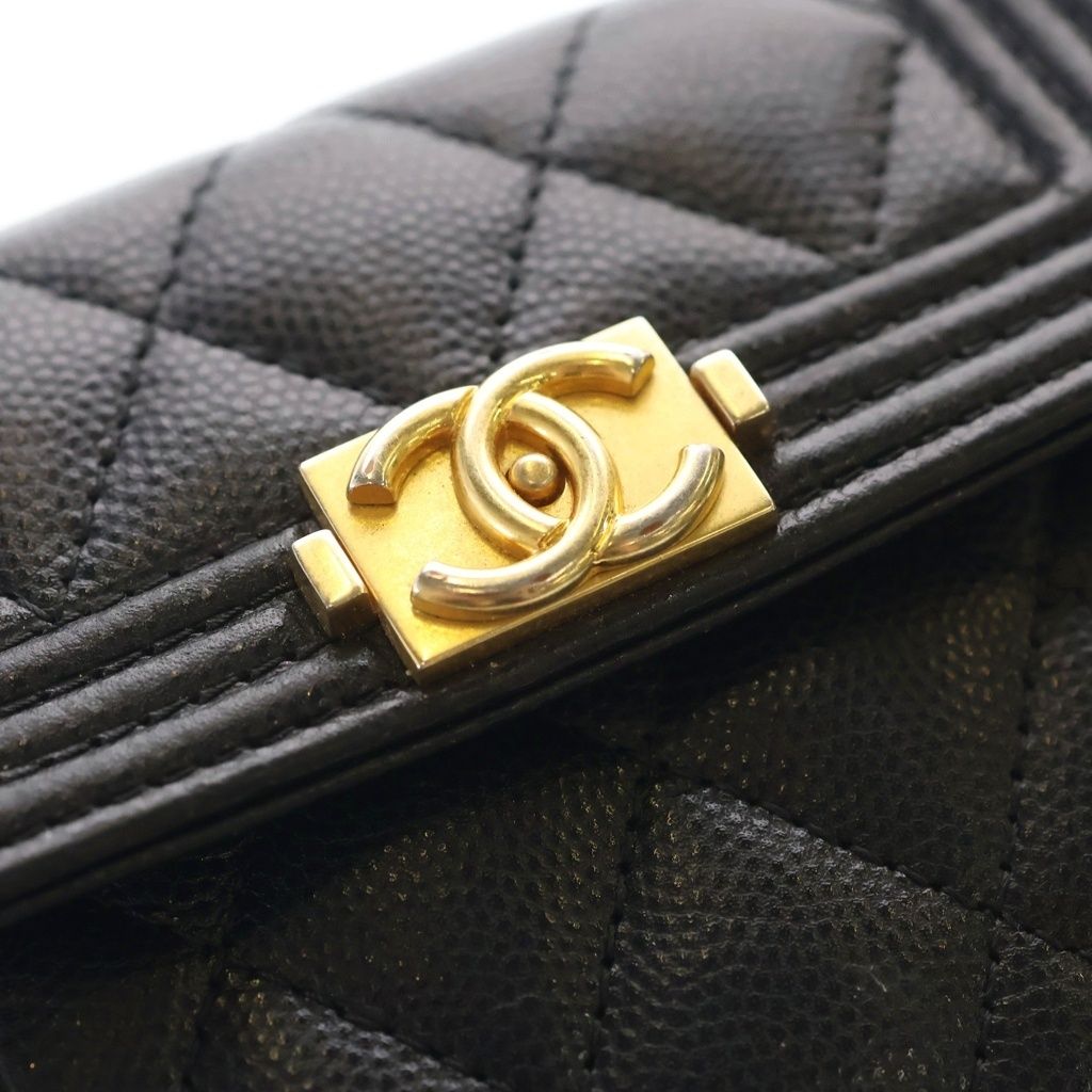 Chanel Boy Compact Wallet Caviar Leather Black — view 6