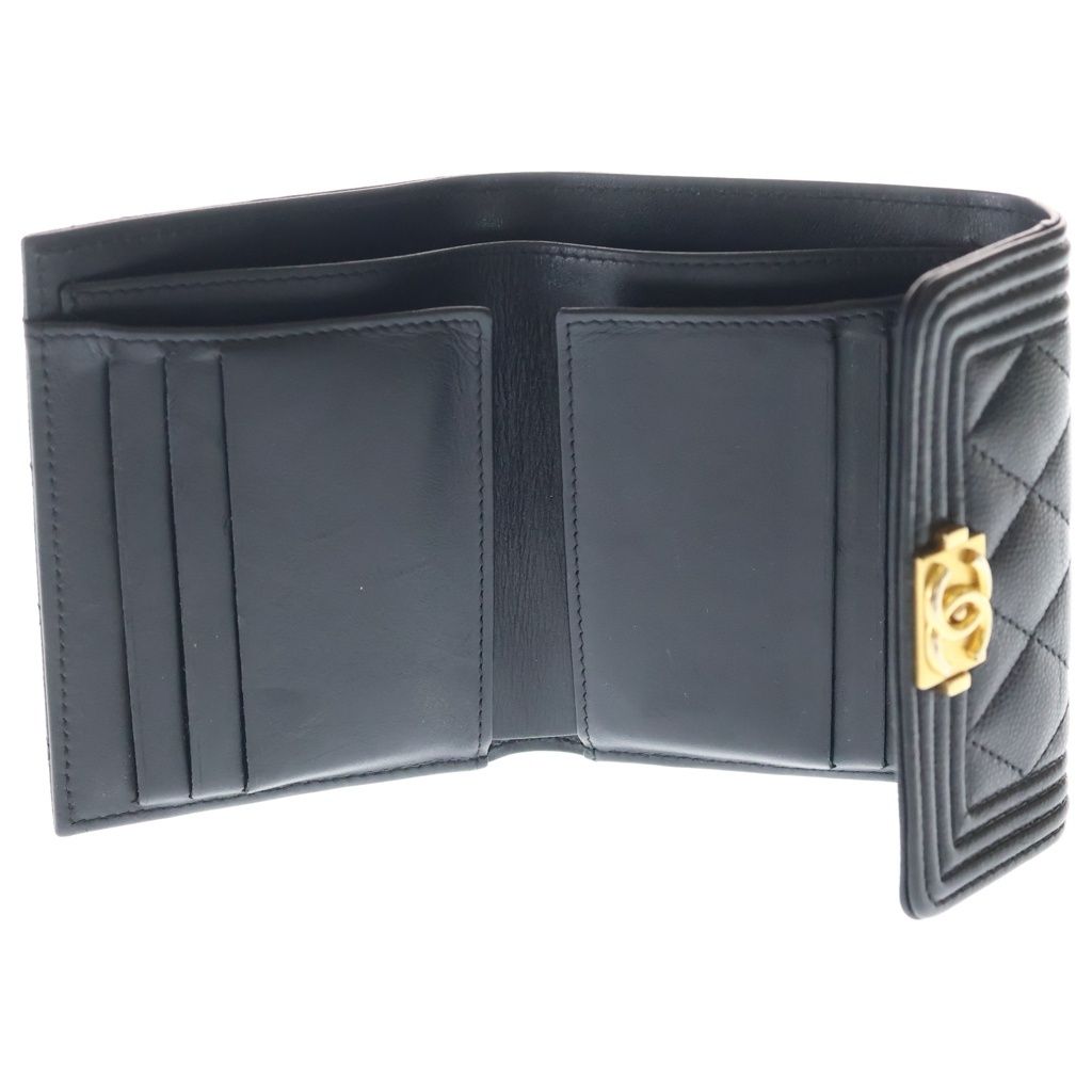 Chanel Boy Compact Wallet Caviar Leather Black — view 4