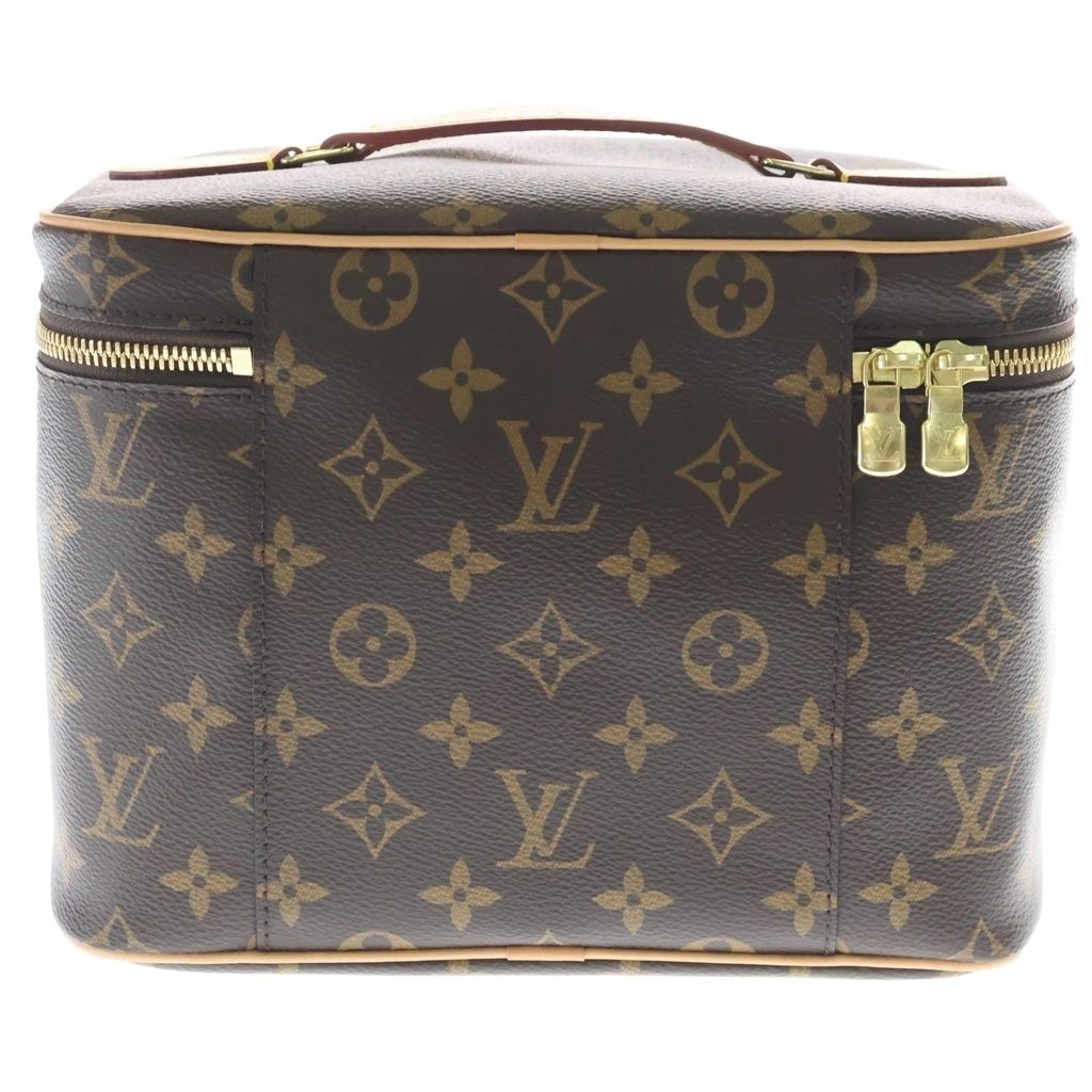Louis Vuitton Monogram Nice BB Handbag Vanity Bag Brown Leather Gold — view 2