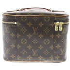 Louis Vuitton Monogram Nice BB Handbag Vanity Bag Brown Leather Gold — view 2