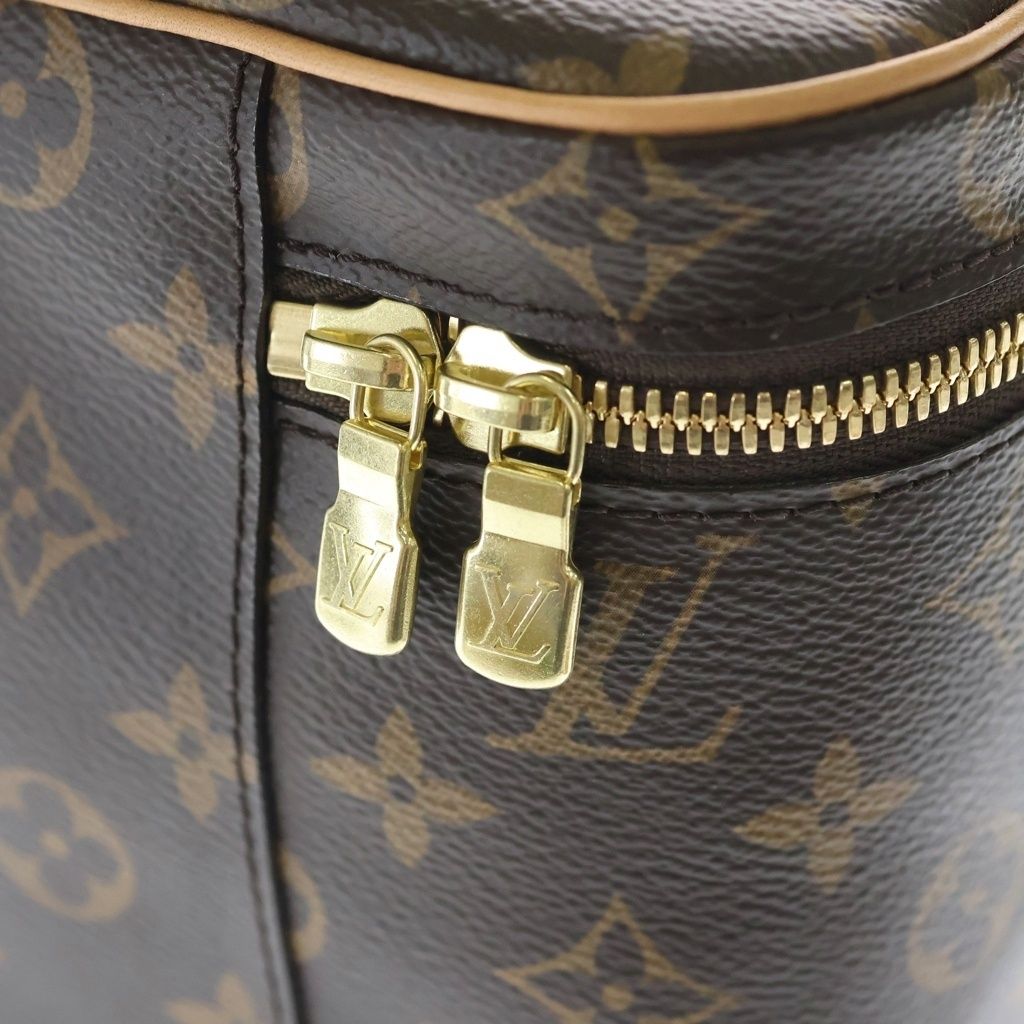 Louis Vuitton Monogram Nice BB Handbag Vanity Bag Brown Leather Gold — view 7