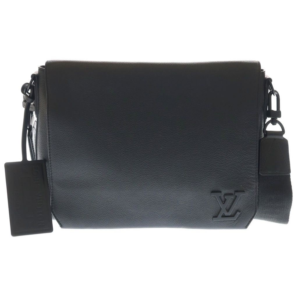 Louis Vuitton LV Aerogram Takeoff Messenger Shoulder Bag Black Leather