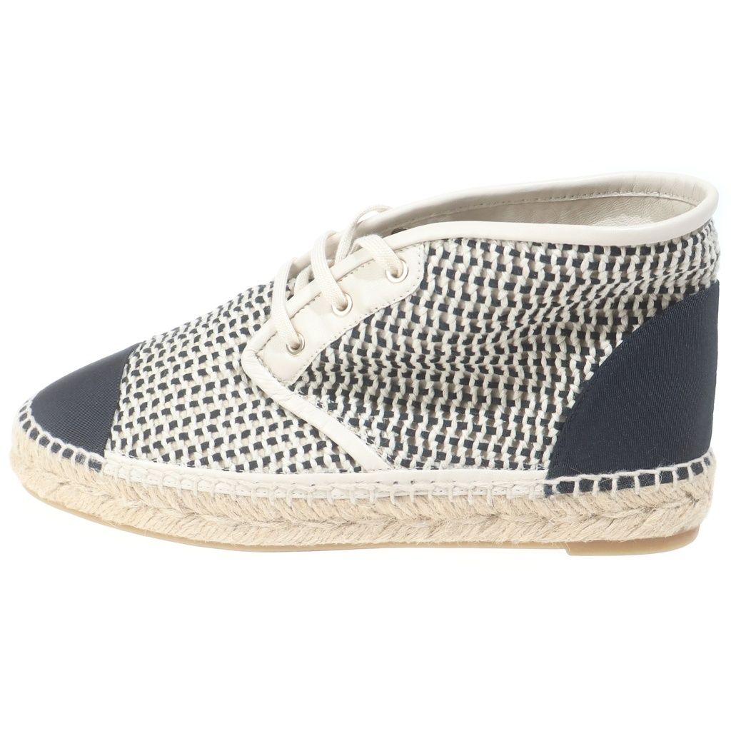 Chanel Espadrille High Cut Sneakers White Black