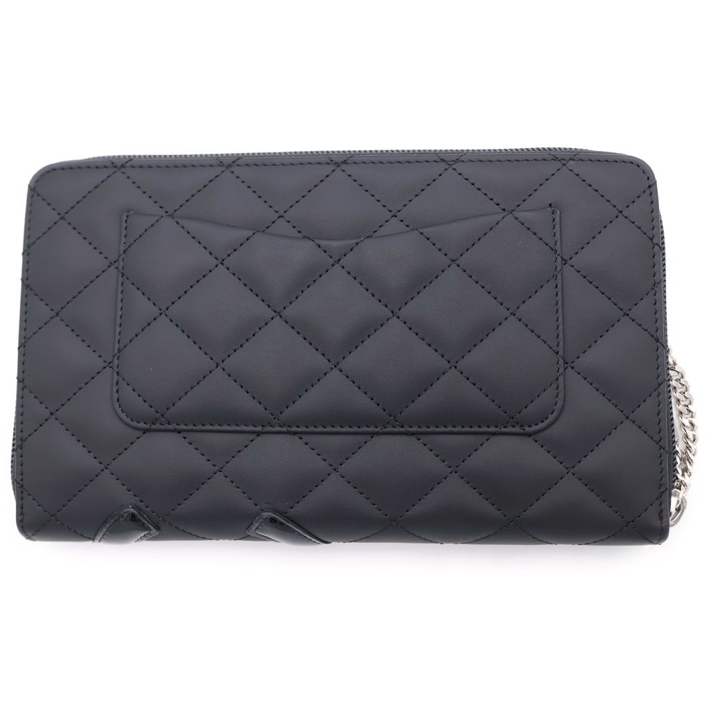 Chanel Cambon Organizer Wallet Card Case Black Leather — view 2