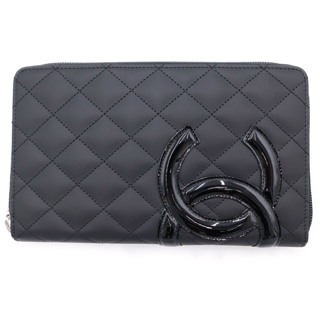 Chanel Cambon Organizer Wallet Card Case Black Leather