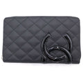 Chanel Cambon Organizer Wallet Card Case Black Leather
