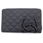 Chanel Cambon Organizer Wallet Card Case Black Leather