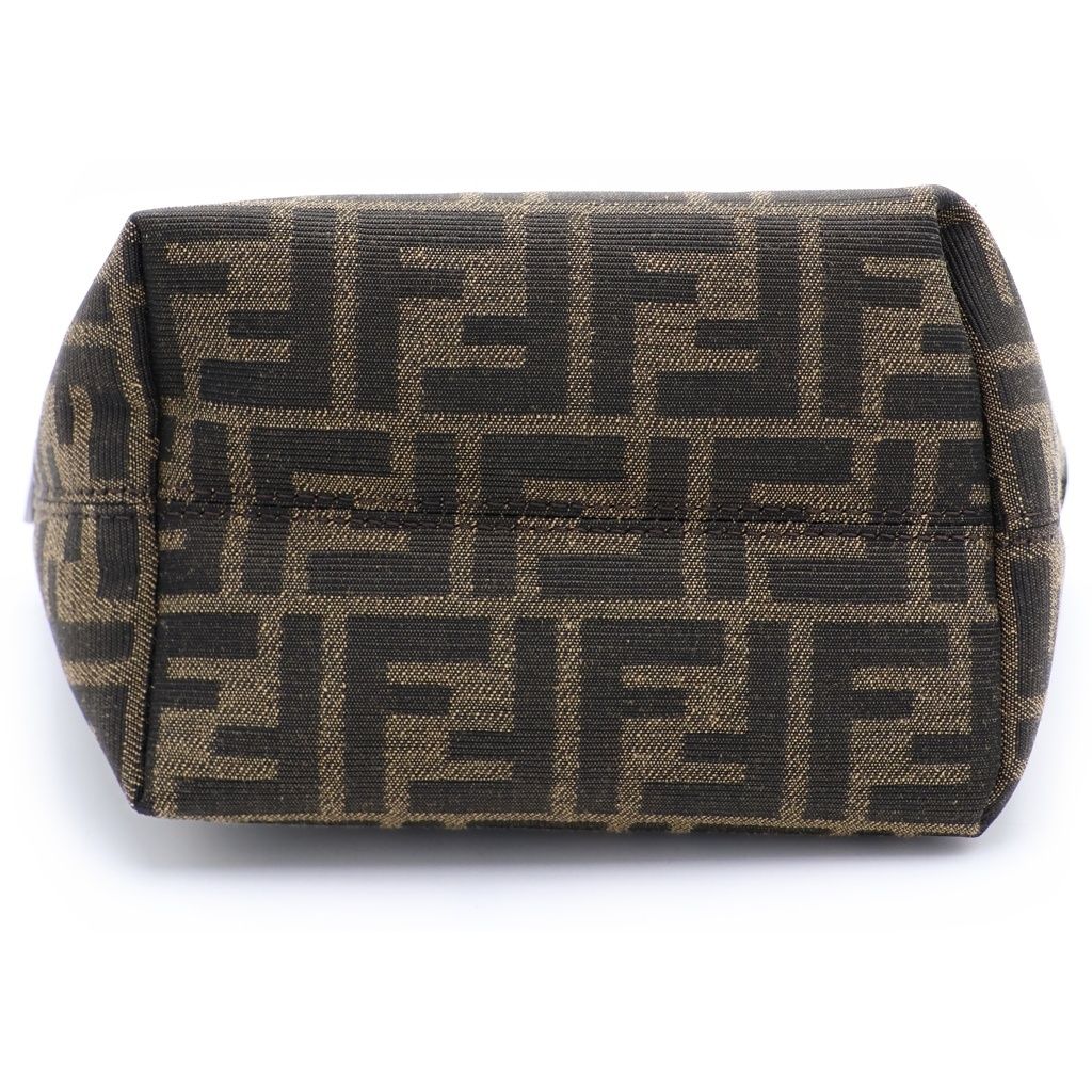 Fendi Roll Mini Fabric FF Jacquard 2-Way Shoulder Bag Brown Leather Canvas Gold — view 4