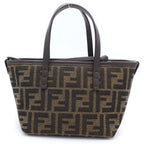 Fendi Roll Mini Fabric FF Jacquard 2-Way Shoulder Bag Brown Leather Canvas Gold — view 2