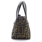 Fendi Roll Mini Fabric FF Jacquard 2-Way Shoulder Bag Brown Leather Canvas Gold — view 3