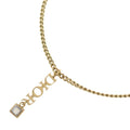 Dior Logo Motif Rhinestone Necklace Gold