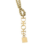 Dior Logo Motif Rhinestone Necklace Gold — view 5