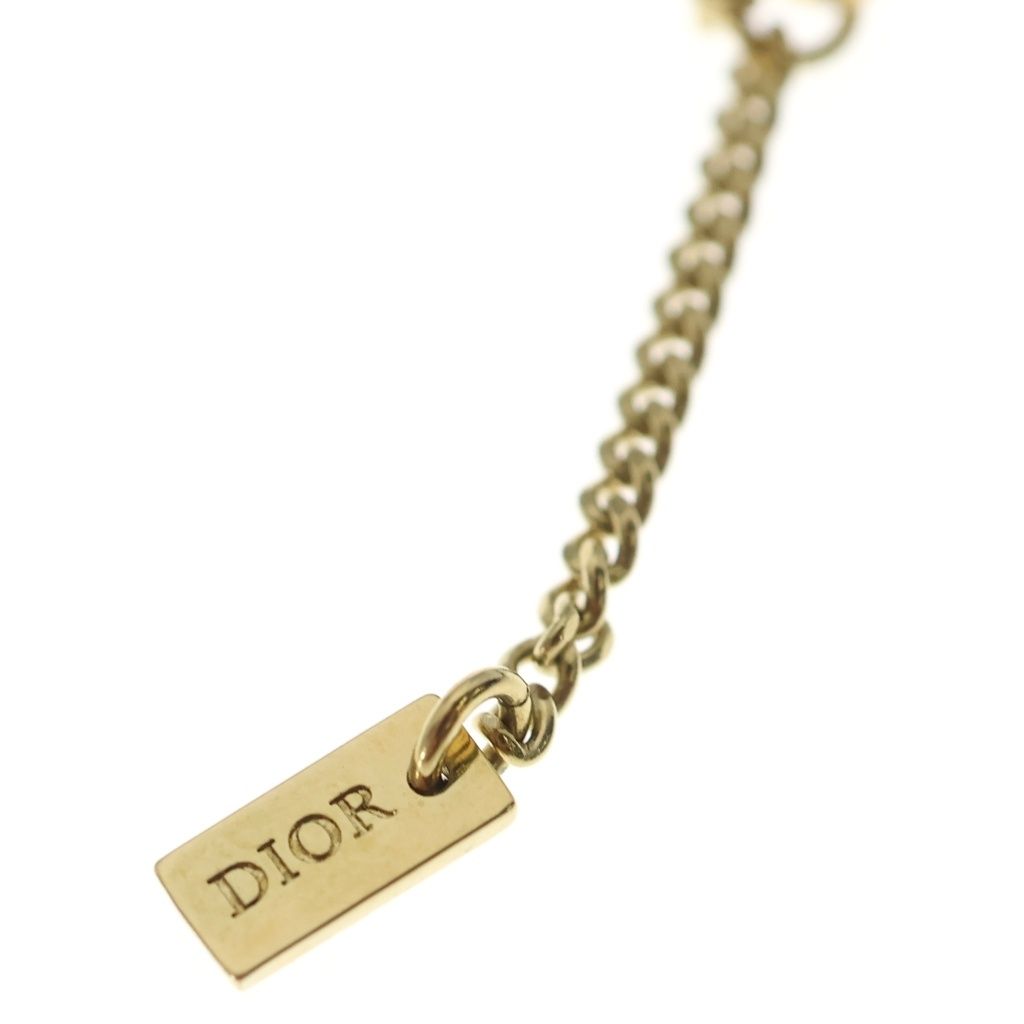 Dior Logo Motif Rhinestone Necklace Gold — view 6