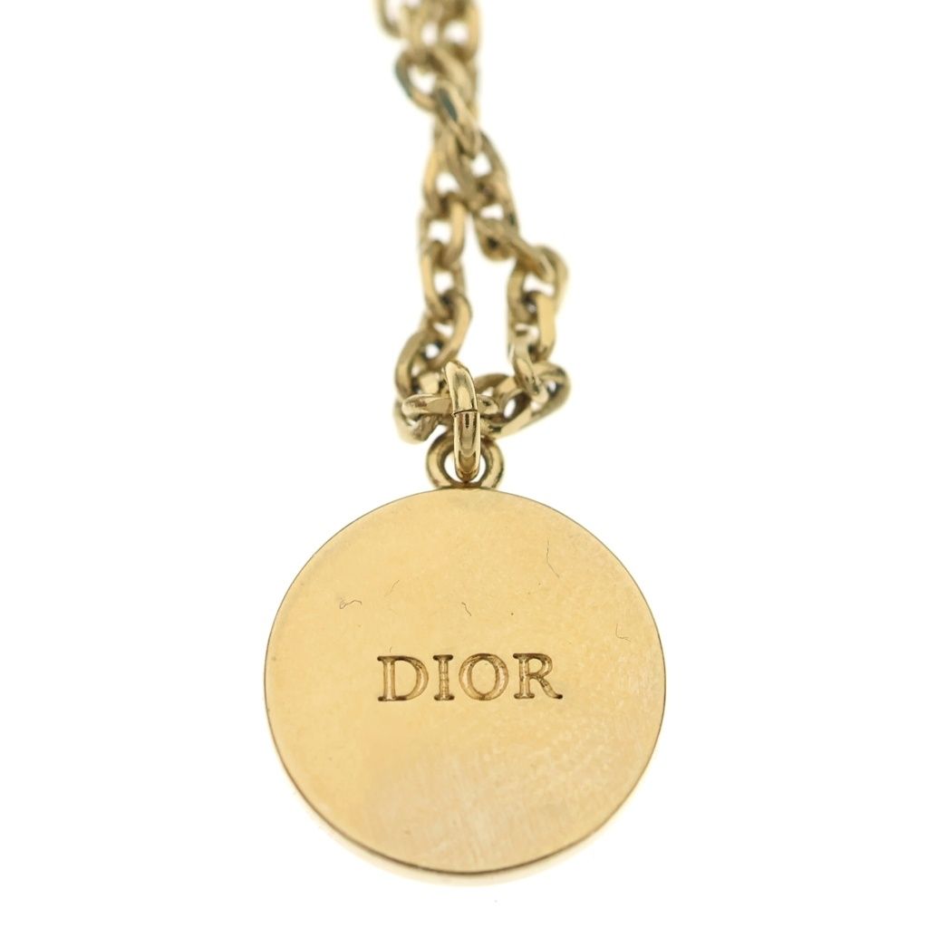 Dior Rhinestone Pavecro Round Necklace Gold — view 5