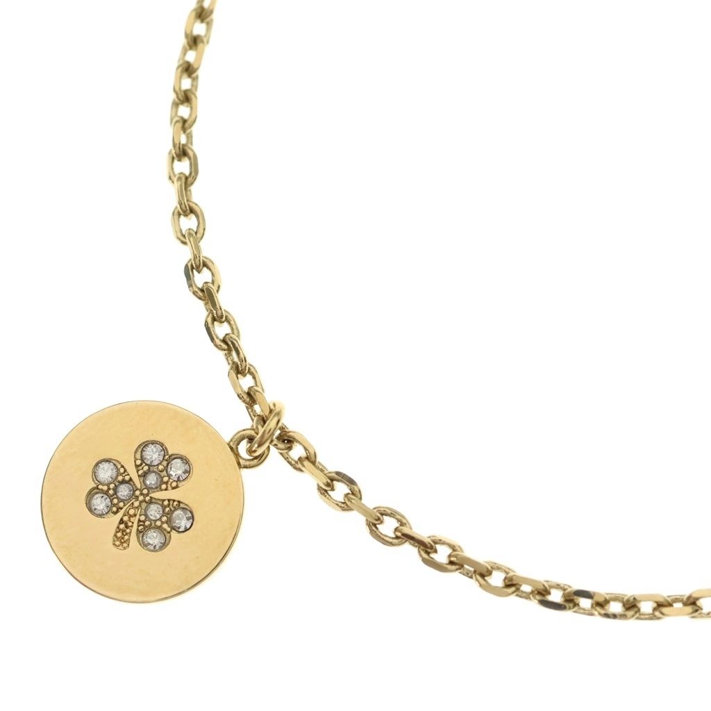 Dior Rhinestone Pavecro Round Necklace Gold