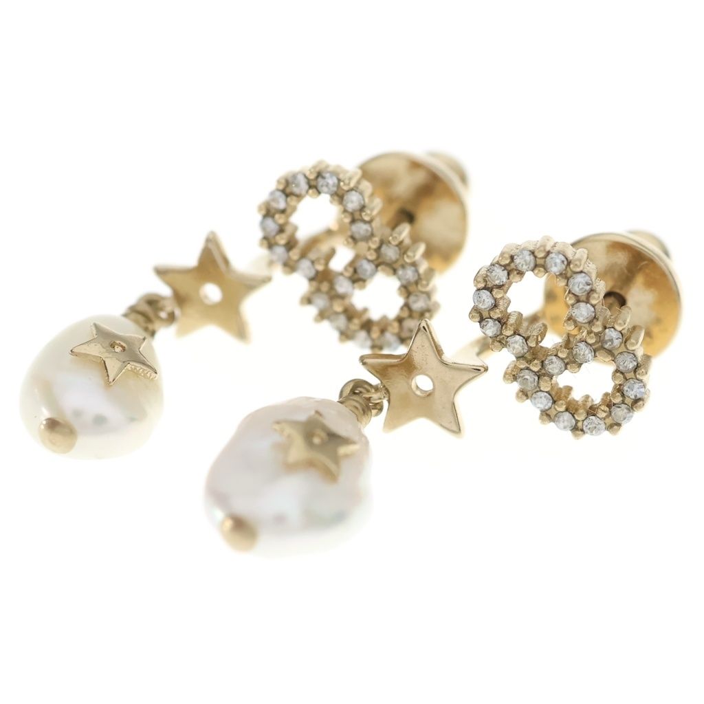Dior CD Rhinestone Star Earrings Gold
