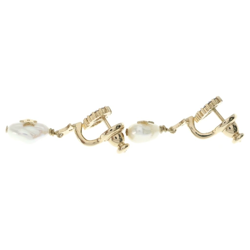 Dior CD Rhinestone Star Earrings Gold — view 3