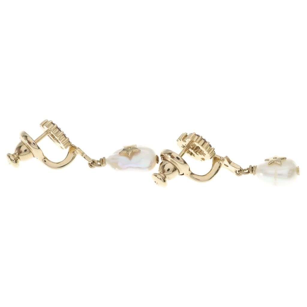 Dior CD Rhinestone Star Earrings Gold — view 4