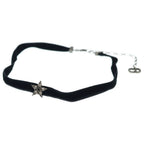 Dior CD Star Rhinestone Velvet Bracelet Black Silver