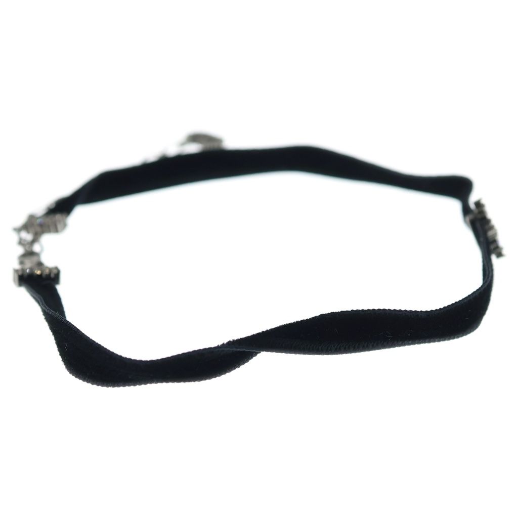 Dior CD Star Rhinestone Velvet Bracelet Black Silver — view 3