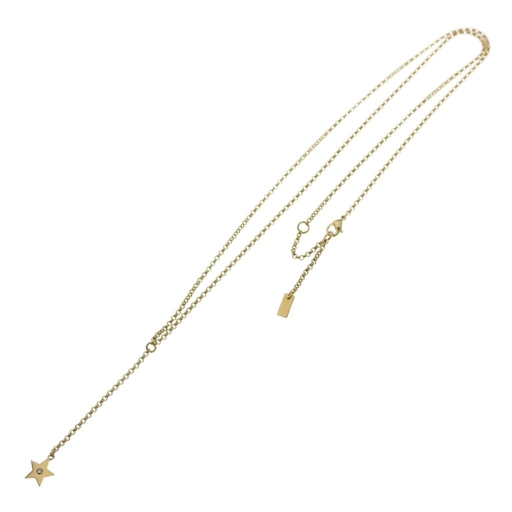 Dior Rhinestone Star Motif Necklace Gold — view 2