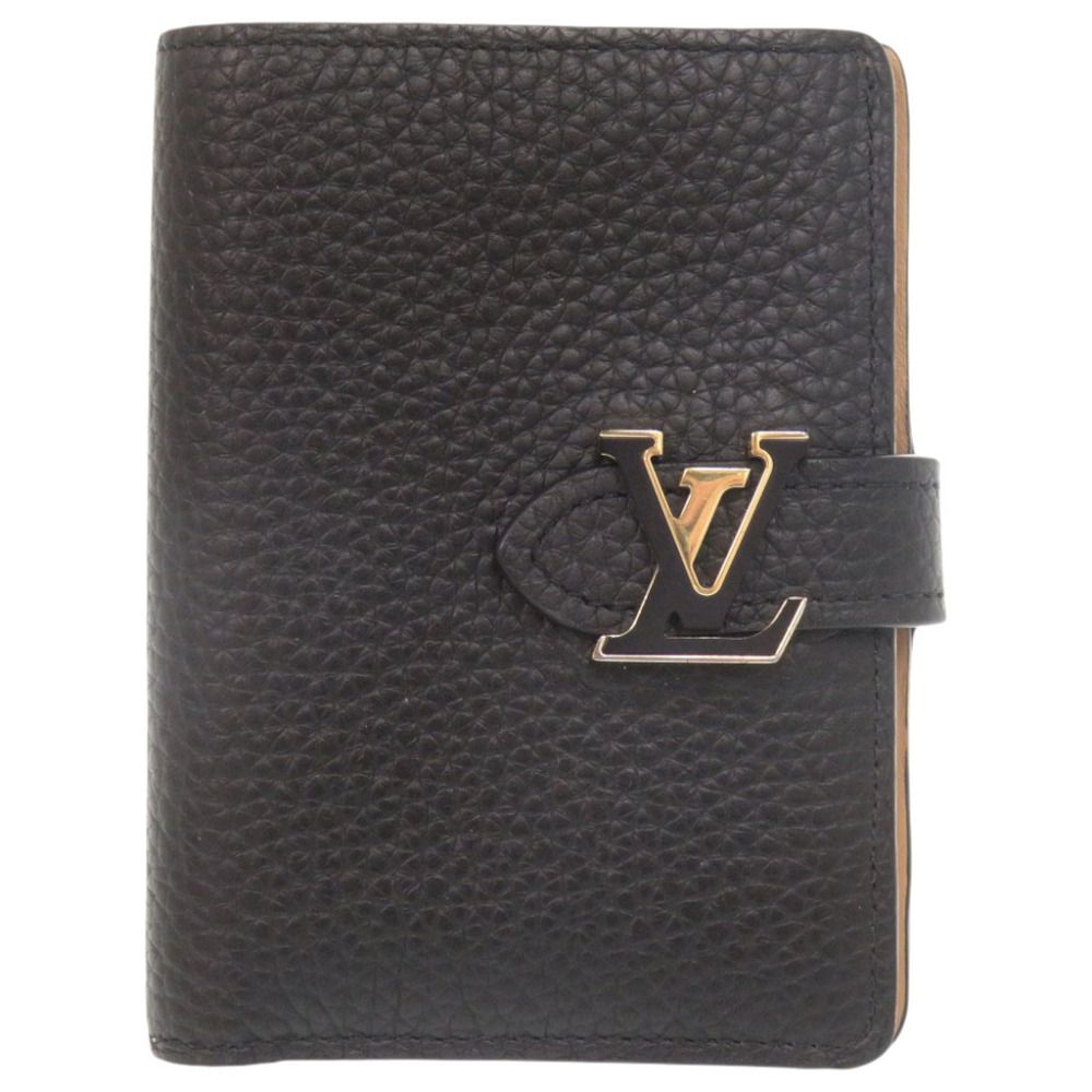 Louis Vuitton LV Vertical Wallet Compact Taurillon Leather Black Bifold