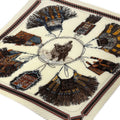 Hermes Scarf Carre Plisee Ivory Dark Brown Multi Cuirs du Desert