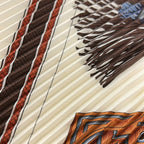Hermes Scarf Carre Plisee Ivory Dark Brown Multi Cuirs du Desert — view 6