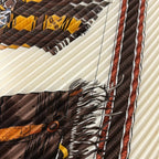 Hermes Scarf Carre Plisee Ivory Dark Brown Multi Cuirs du Desert — view 5