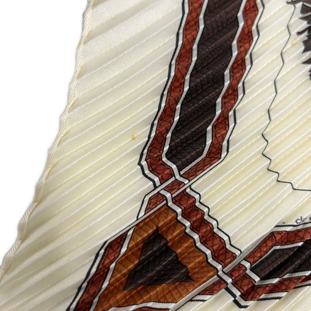 Hermes Scarf Carre Plisee Ivory Dark Brown Multi Cuirs du Desert — view 7