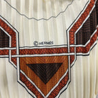 Hermes Scarf Carre Plisee Ivory Dark Brown Multi Cuirs du Desert — view 2