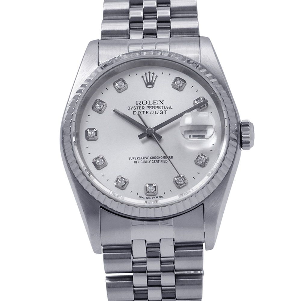 Rolex Datejust No SS White Gold Diamond Watch Silver Dial