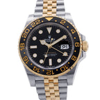 Rolex GMT Master 2 SS 18k Yellow Gold Roulette Watch Black Dial