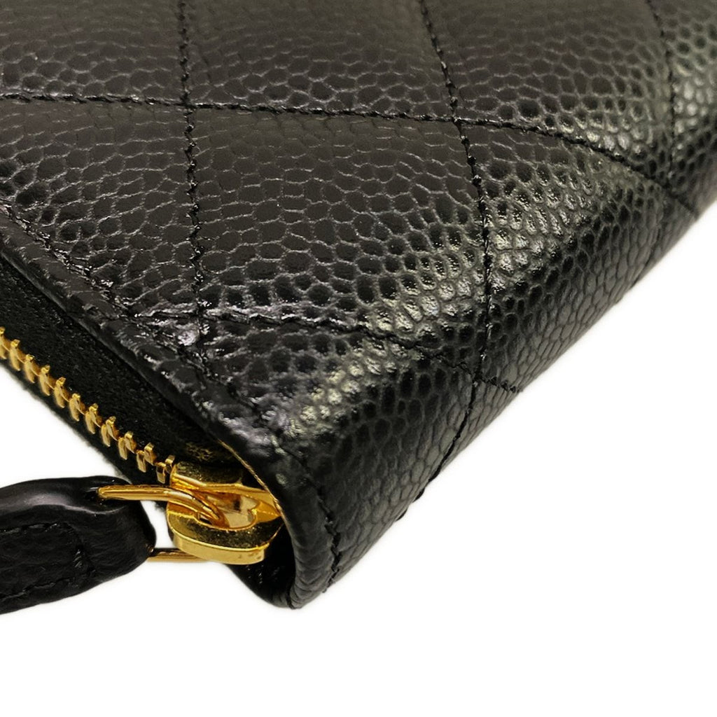 Chanel Coin Case Classic Zip Purse Quilted Black Zip Around Gold — view 6