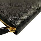 Chanel Coin Case Classic Zip Purse Quilted Black Zip Around Gold — view 6