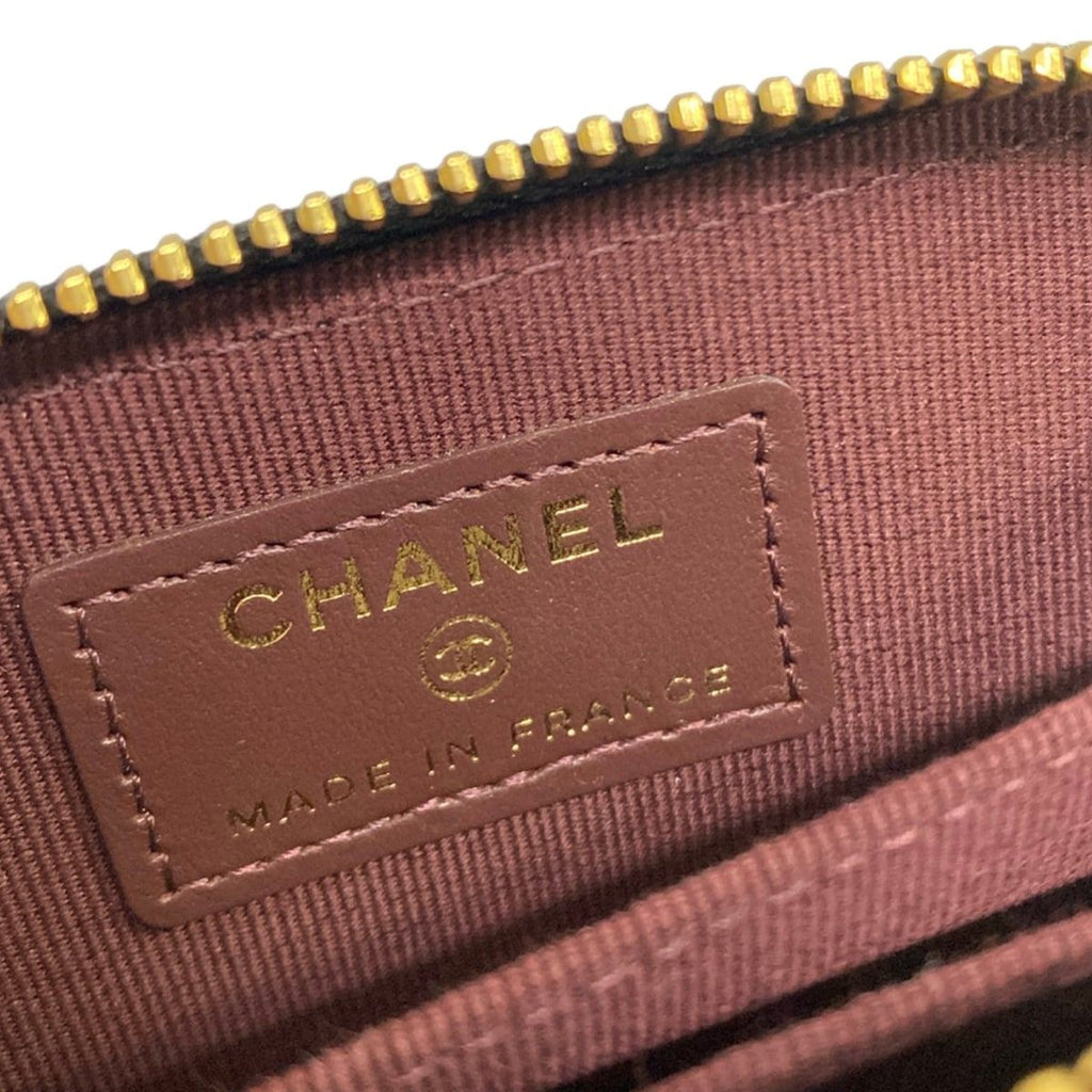 Chanel Coin Case Classic Zip Purse Quilted Black Zip Around Gold — view 4