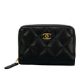 Chanel Coin Case Classic Zip Purse Quilted Black Zip Around Gold