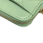 Chanel Coin Case Classic Zip Purse Quilted Light Green Gold — view 6