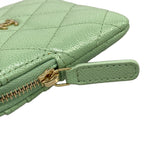 Chanel Coin Case Classic Zip Purse Quilted Light Green Gold — view 9