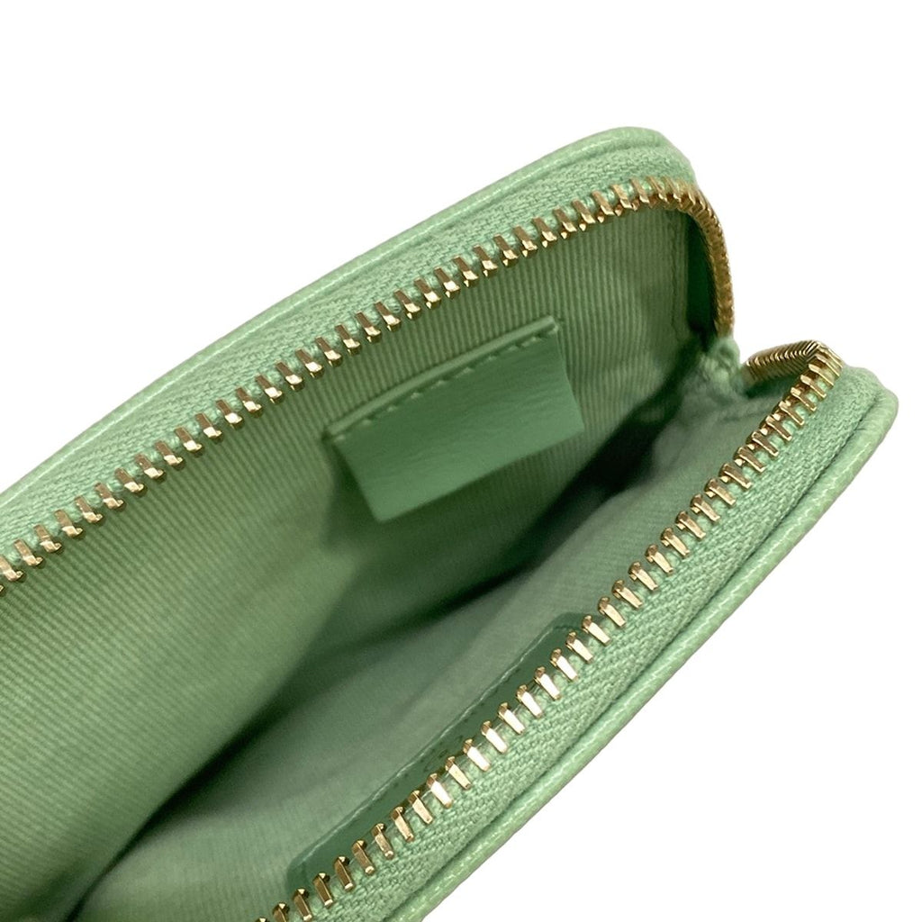 Chanel Coin Case Classic Zip Purse Quilted Light Green Gold — view 3