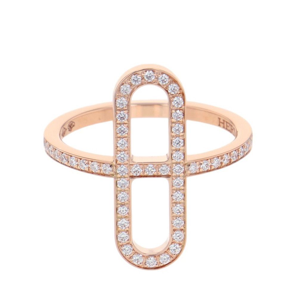 Hermes Ring Chaine D'ancre PM Diamond Total 18k Pink Gold