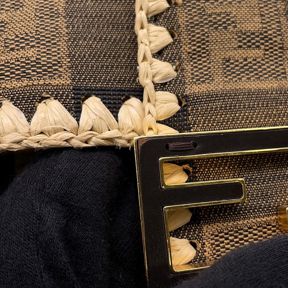 Fendi Handbag Mamma Bucket Raffia Canvas Bag Shoulder 2-Way — view 9